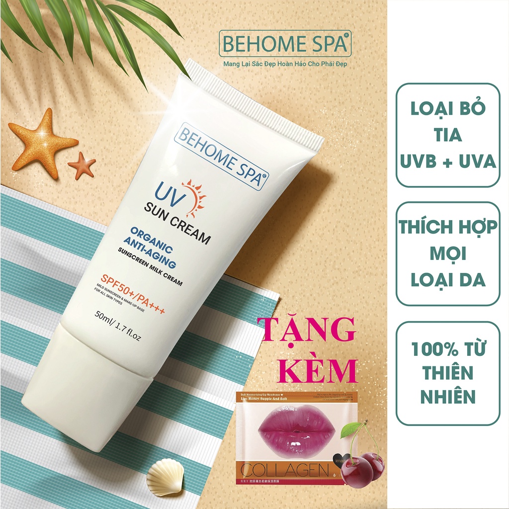 Kem Chống Nắng Hữu Cơ Behomespa Thế Hệ Mới, dưỡng da dưỡng trắng 50ml.