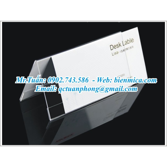 Kệ Mica chữ A 2 mặt - Biển tên chức danh Mica Đài Loan dầy 2mm - Bảng giá sản phẩm - Biển tam giác để bàn