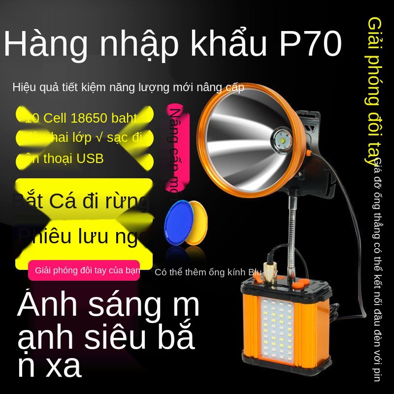 Đèn pha Santuo 10 pin lithium mạnh có thể sạc lại LED chiếu xa siêu sáng đội đầu của thợ mỏ ngoài trời thoát vị