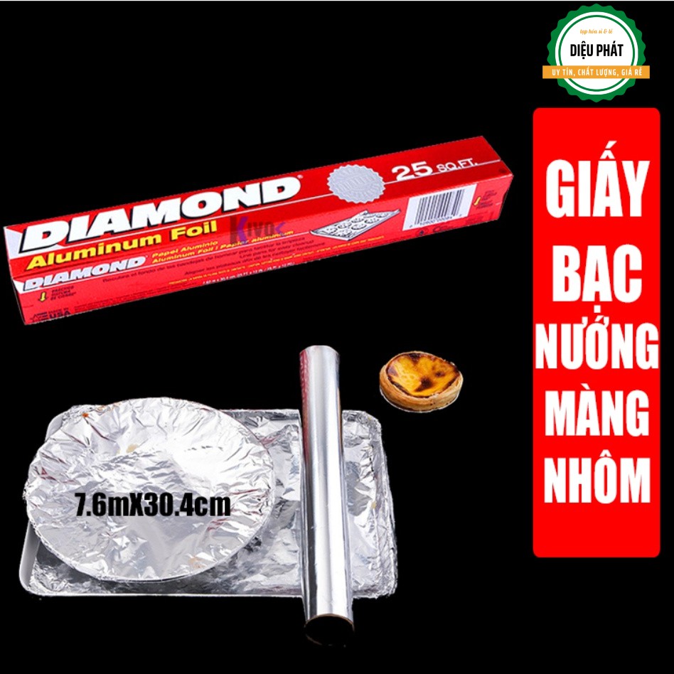 ⚡️ Giấy Bạc Nướng Thức Ăn Chịu Nhiệt Cao Cấp Diamond Aluminum Foil, Size 7,62m x 45,7cm, 7,62m x 30,4cm