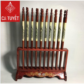 [FREESHIP] Bộ Đũa Thờ 10 Đôi Khảm Rồng Gỗ Hương Cao Cấp Dáng Đứng