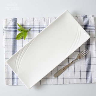 Đĩa Sứ Hình Chữ Nhật Màu Trắng Trơn Đựng Sushi/ Trái Cây/ Thức Ăn Tiện Dụng