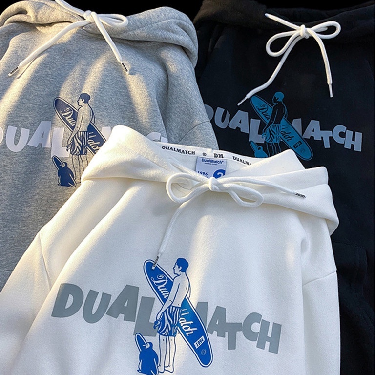 【ZHELIHANGFEI】Áo Hoodie Dài Tay Dáng Rộng In Họa Tiết Cá Tính Trẻ Trung