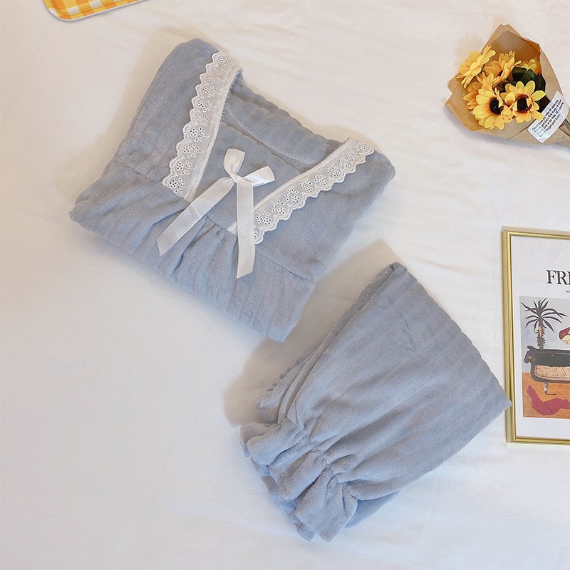 Bộ rần bông phối ren mặc nhà