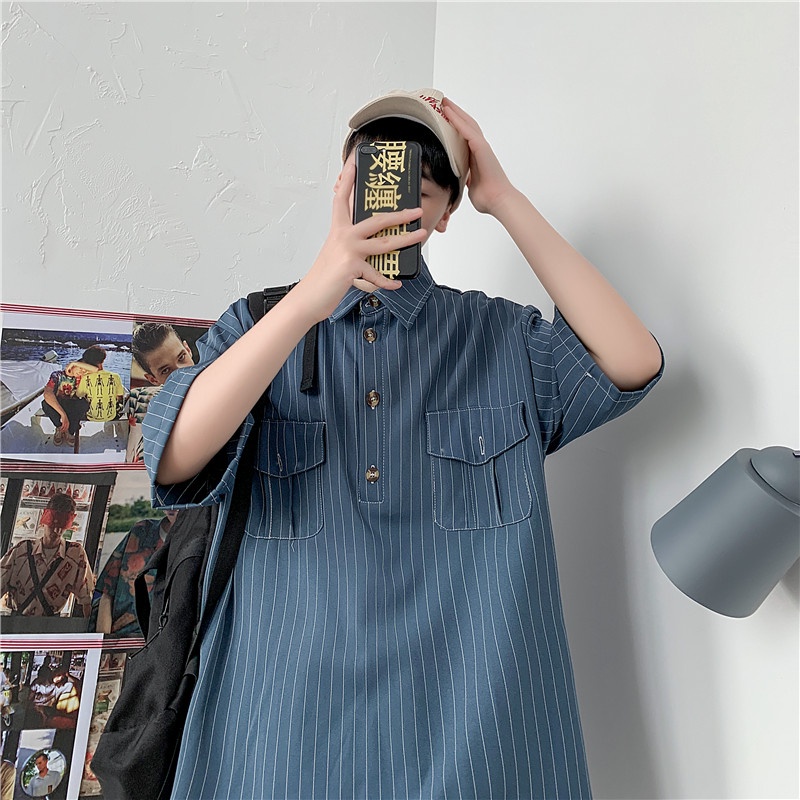 Áo sơ mi tay ngắn nam nữ form rộng sơ mi cổ vest unisex tay lỡ áo sơ mi oversize cổ bẻ kẻ sọc ulzzang học sinh đi học