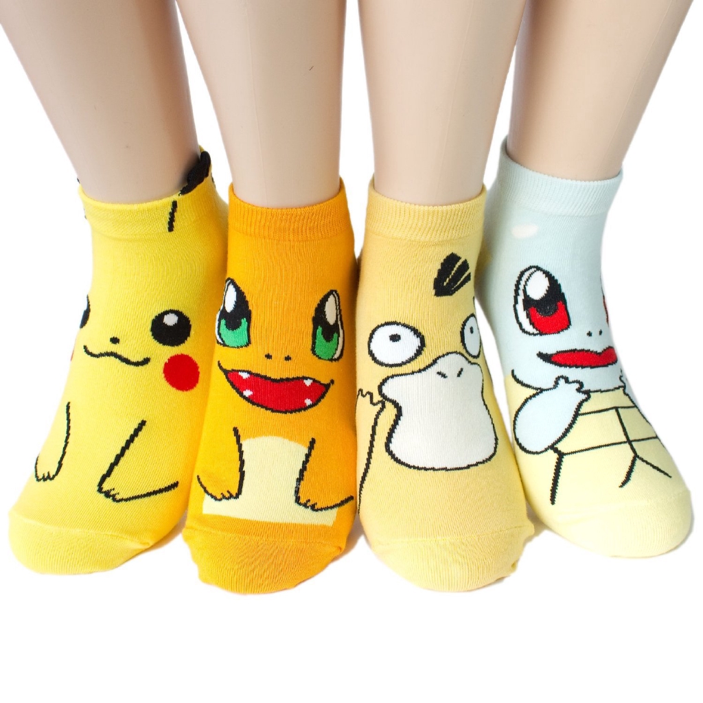 Pokémon🌸Vớ Cotton họa tiết hoạt hình Pikachu phong cách Hàn quốc cho cặp đôi