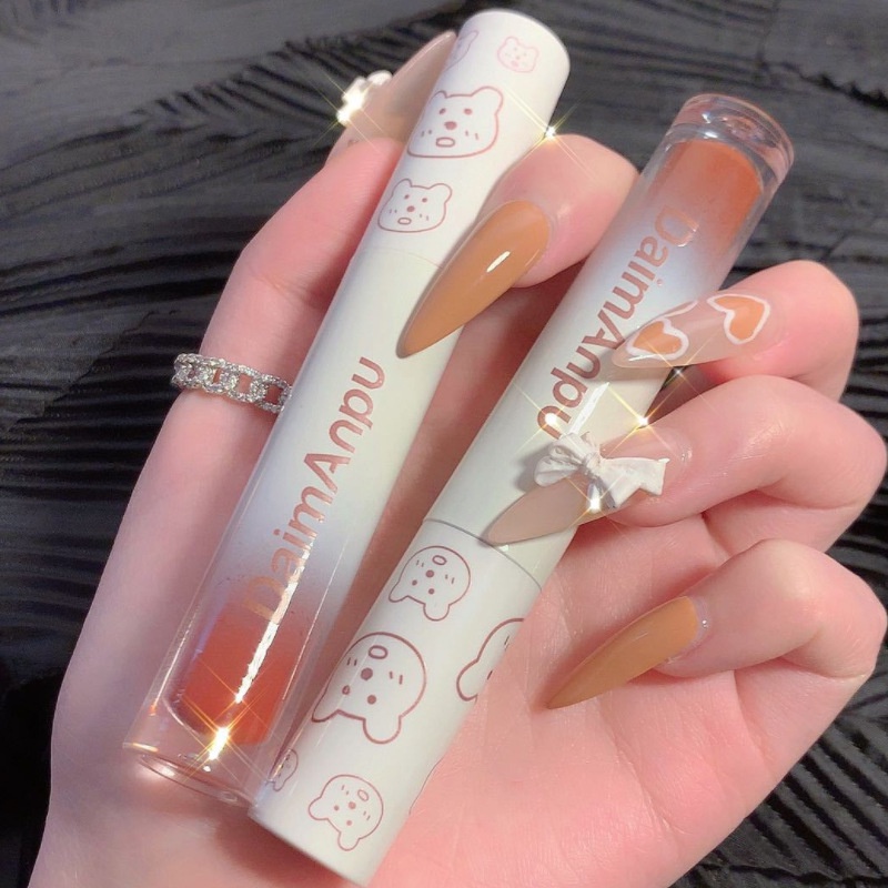 [Hàng mới về] Son bóng Daimanpu tráng gương in hình chú gấu đáng yêu