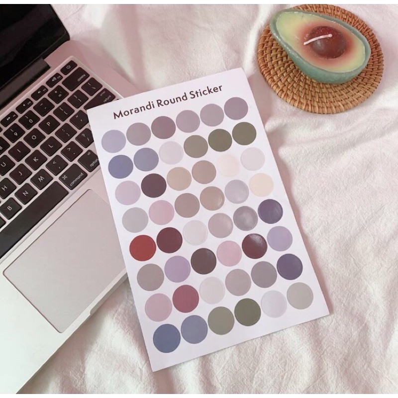 Sticker dán trang trí chấm tròn nhiều màu sắc 48 sticker tròn