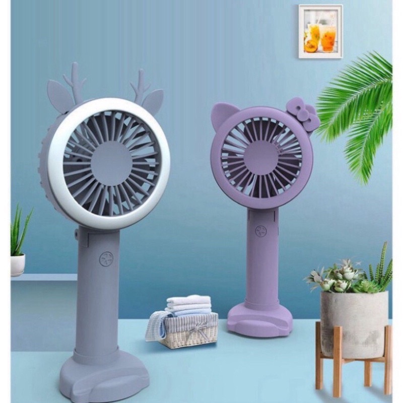 Quạt cầm tay IMEBOBO quạt cầm tay tích điện mini 3 tốc độ tặng kèm 4 cặp nơ trang trí siêu cute _ Tee &amp; Mee