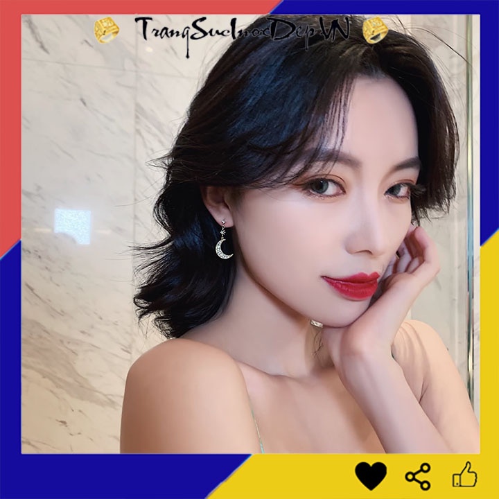 Bông tai nữ trăng sao đính đá phong cách Hàn Quốc xinh đẹp, trẻ trung, quyến rũ thích hộp đi dự tiệc, số lượng 1 đôi