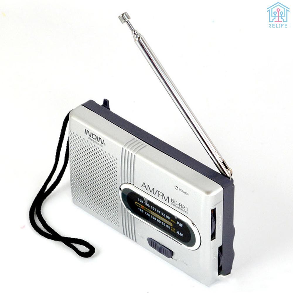 【E&V】Mini Radio Portable Speaker AM FM Adjustable Telescopic Antenna Pocket Radios