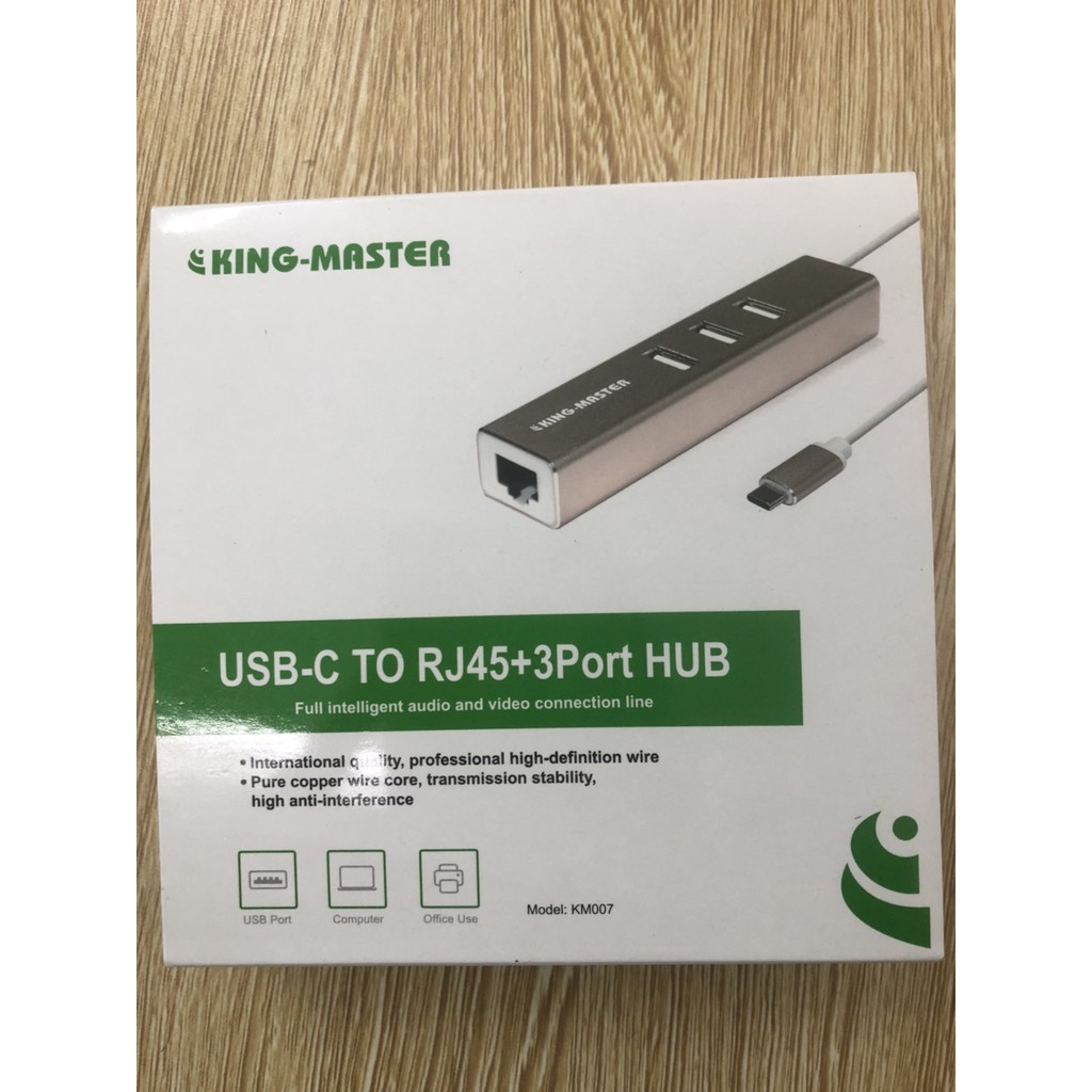 CÁP TYPE C SANG LAN 10/100 (480Mbps) VÀ 3 CỔNG USB 2.0 CHÍNH HÃNG KING-MASTER KM007