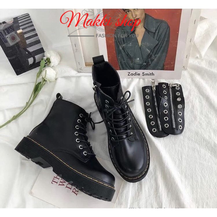 Boot nữ cao cổ Martin có khóa, giày boots nữ thời trang cao cấp giá rẻ MAKKI SHOP TD402