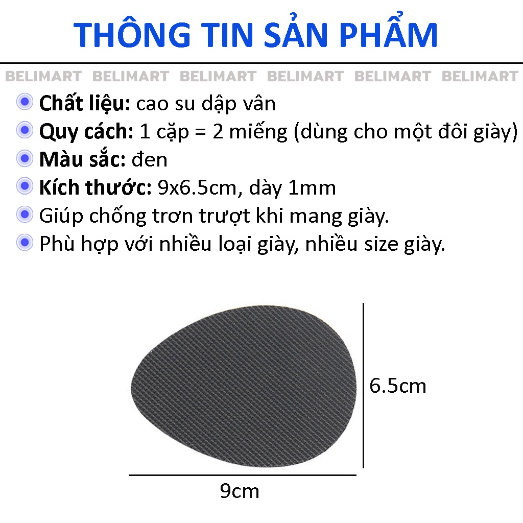 Miếng dán đế giày chống trượt dùng cho giày cao gót, giày tây công sở và các loại giày khác BELI PK42