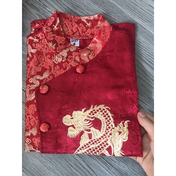 Áo dài cách tân gấm rồng cho bé yêu 9-31kg