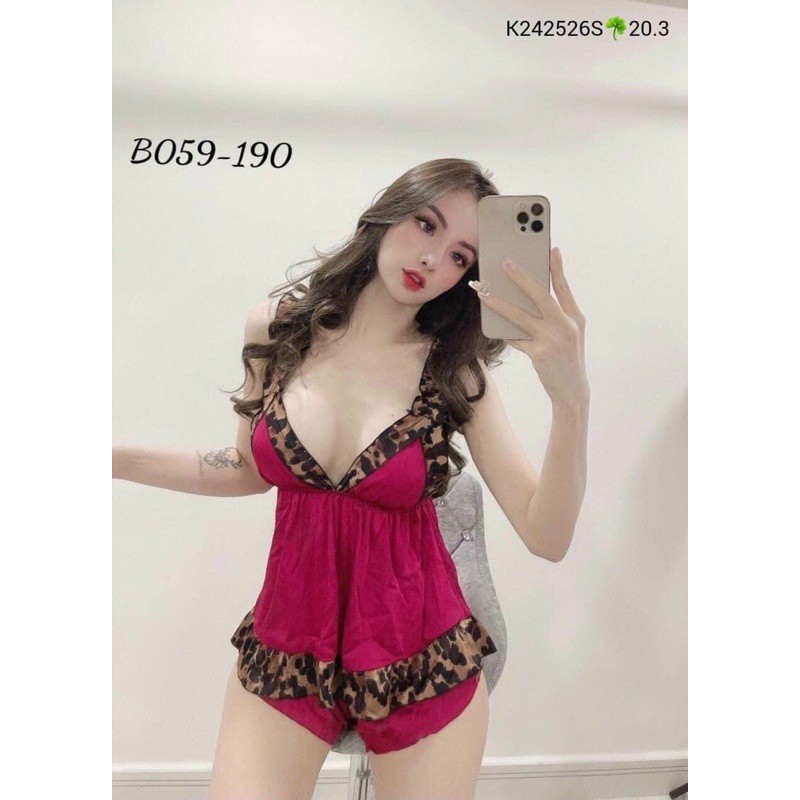 Set Đồ Ngủ Lụa Sexy Viền Dây Beo. Có mút nâng ngực cực sexy | BigBuy360 - bigbuy360.vn