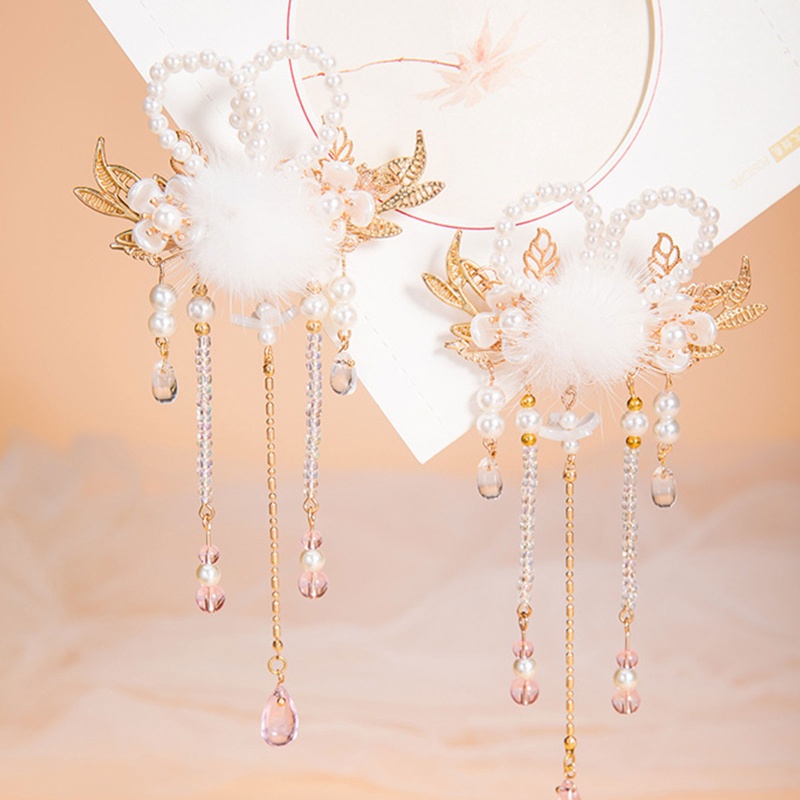 Kẹp Tóc Đính Ngọc Trai Nhân Tạo Hình Tai Thỏ Hoạt Hình Bằng Hợp Kim Phong Cách Lolita Đáng Yêu Cho Nữ