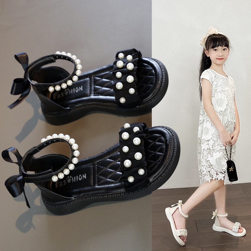 Dép sandal học sinh quai đính hạt xd-115 Quảng Châu cao cấp cho bé gái từ 3 đến 15 tuổi