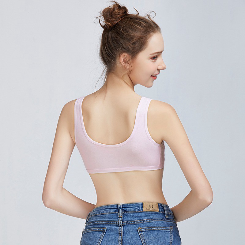 Áo ngực cotton không gọng màu trơn mềm cho bé gái 8 ~ 16 tuổi