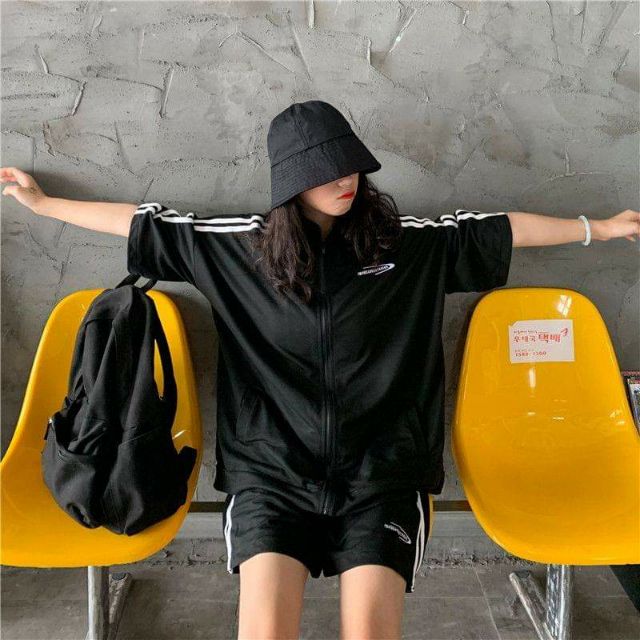 SET ĐỒ THỂ THAO NAM NỮ ULZZANG - SET NỈ THỂ THAO SỌC UNISEX