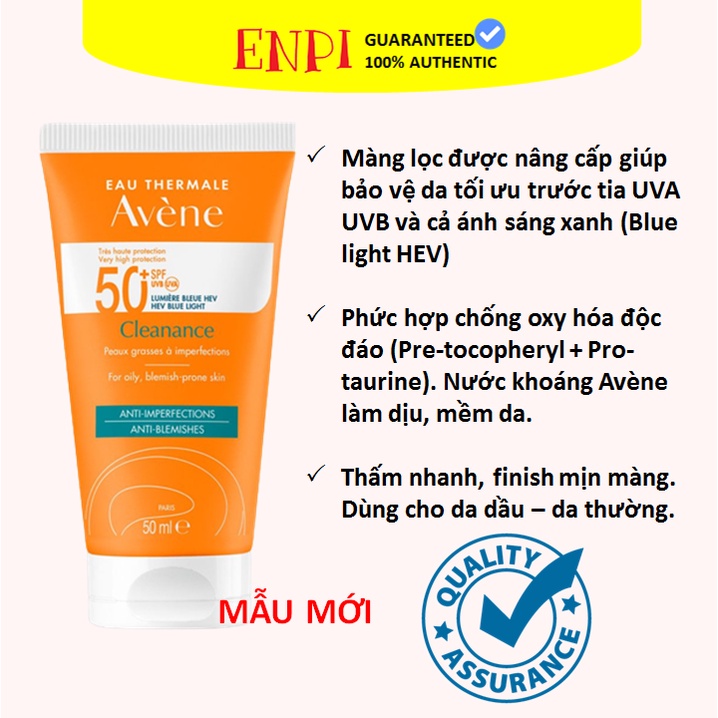Kem chống nắng Avene Cleanance Sunscreen SPF50+