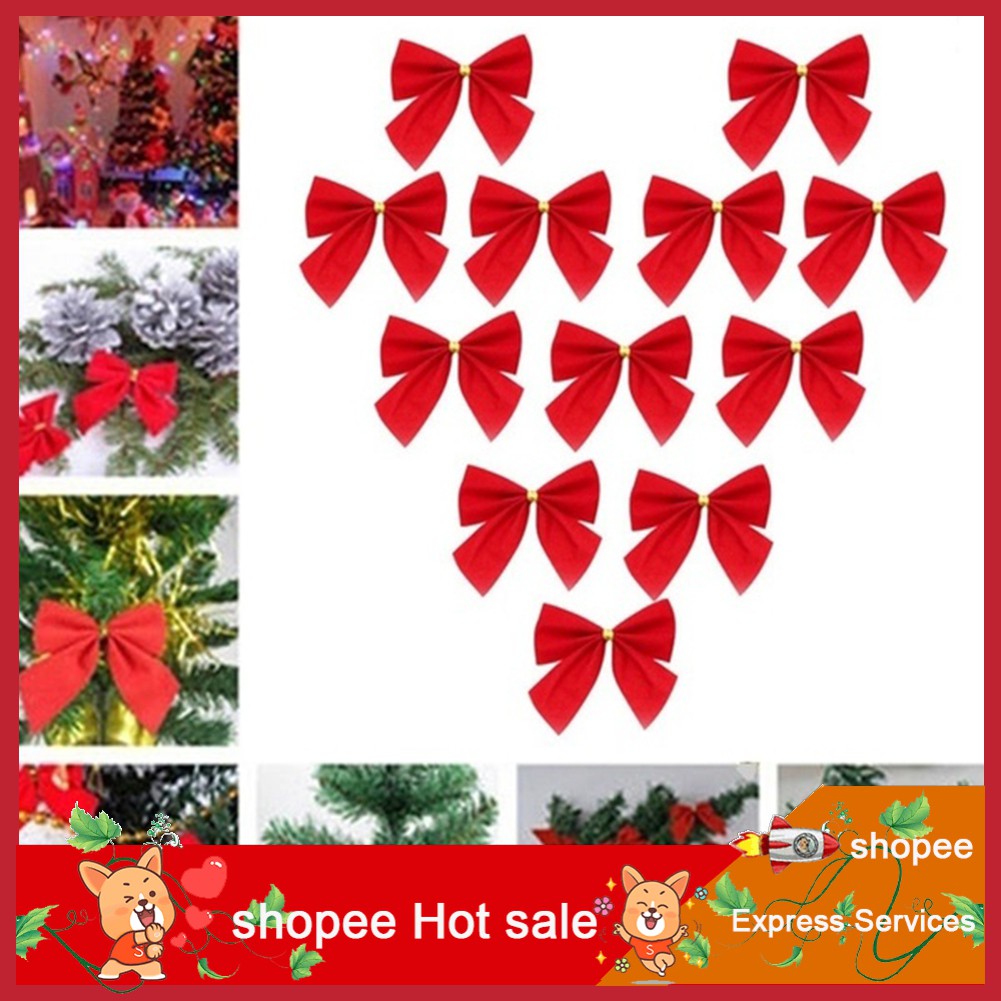 Set 36 Nơ Bướm Đỏ Trơn 6cm Trang Trí Giáng Sinh Đa Dụng
