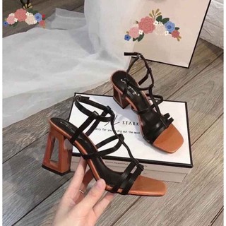 Giày sandal gót lỗ quai lưới 7p - cg-0373