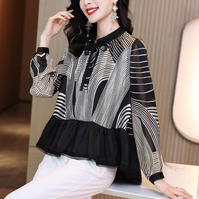 Áo Sơ Mi Voan Dáng Rộng Thời Trang Mùa Thu Phong Cách Phương Tây Dành Cho Nữ