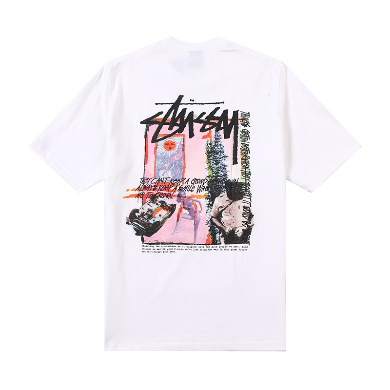 Áo Thun Tay Ngắn Cổ Tròn In Chữ Stussy Daydream Thời Trang Cho Cặp Đôi