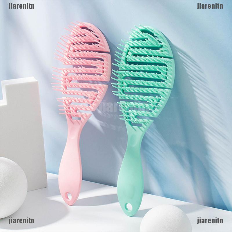 （jiarenitn）Wet Brush DryCurved Comb Massage Comb Fluffy Shape Ribs Curling Comb On Wet Hair