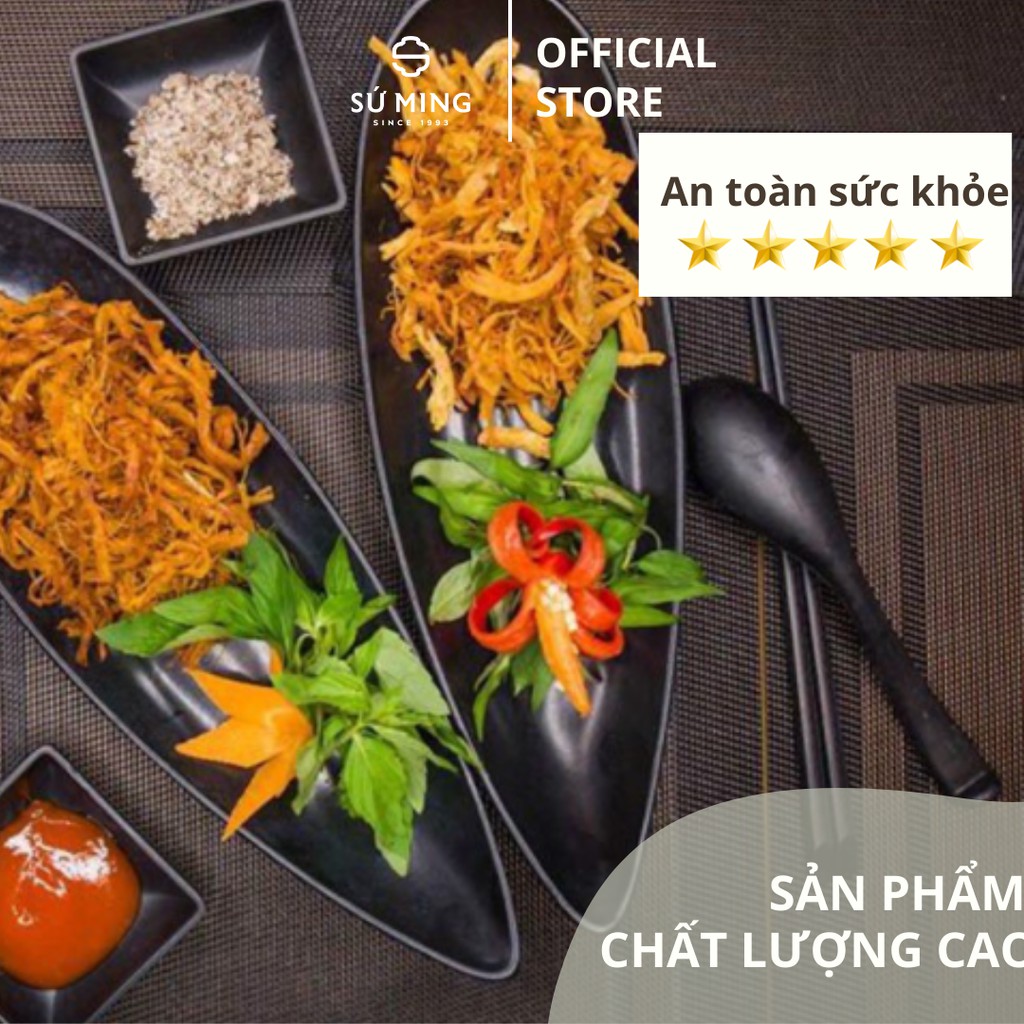 Đĩa Lá Đen, Nâu Đá Nhựa Melamine Cao Cấp Dùng Trong Nhà Hàng, Quán Ăn