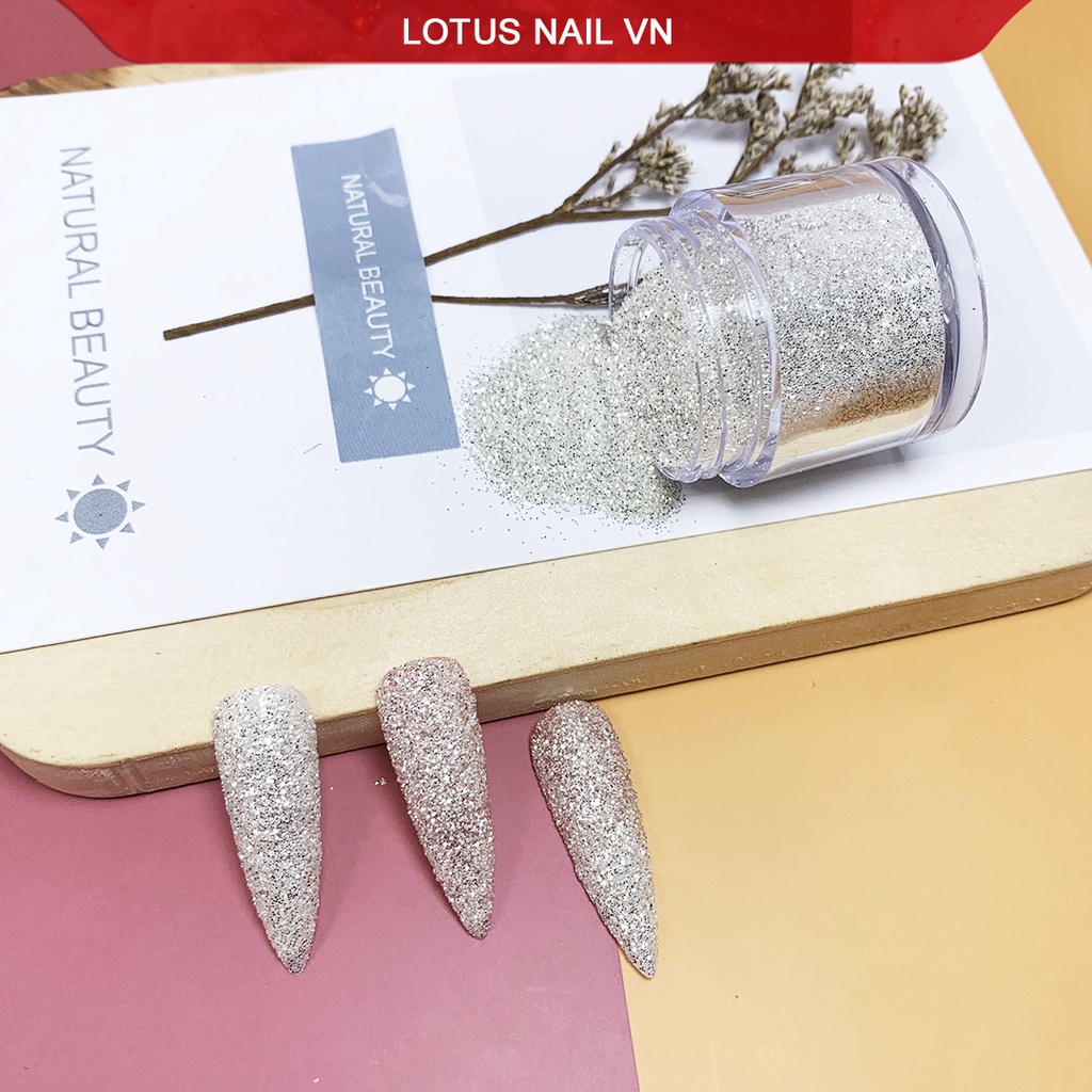 Đá rắc nail, nhũ rắc móng màu trắng siêu sáng trang trí móng