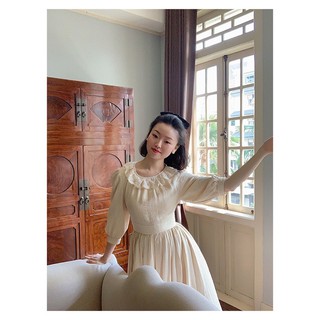 Váy ren trắng Vintage cổ điển