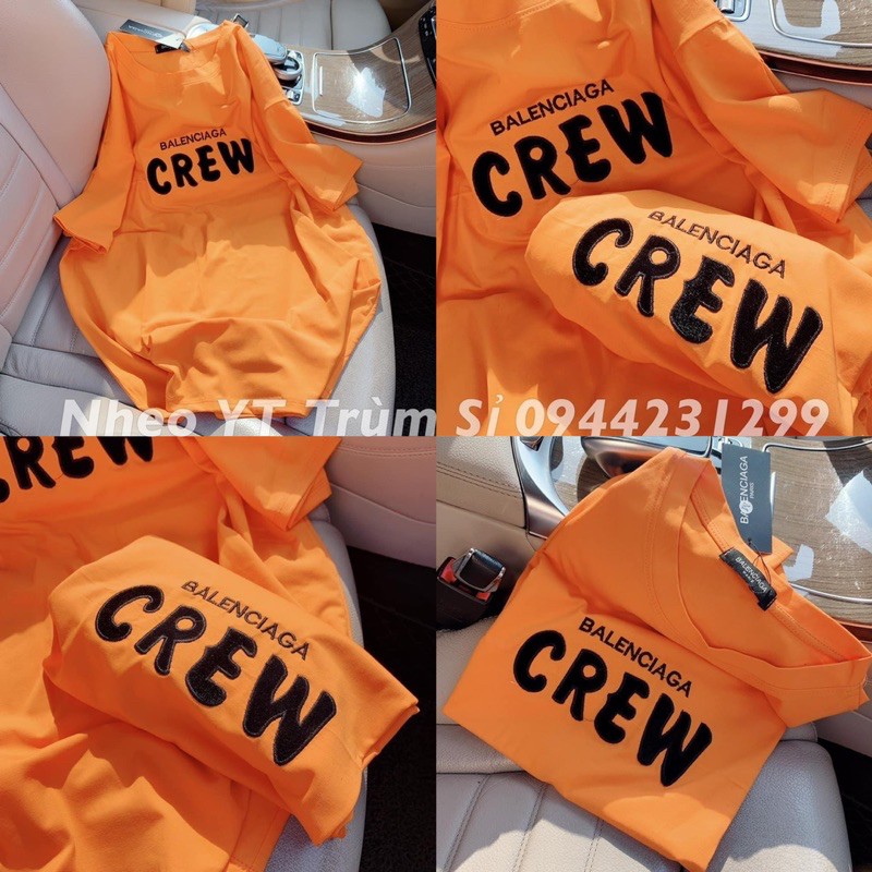 ÁO PHÔNG NỮ CỘC TAY MÀU CAM THÊU BALEN CREW