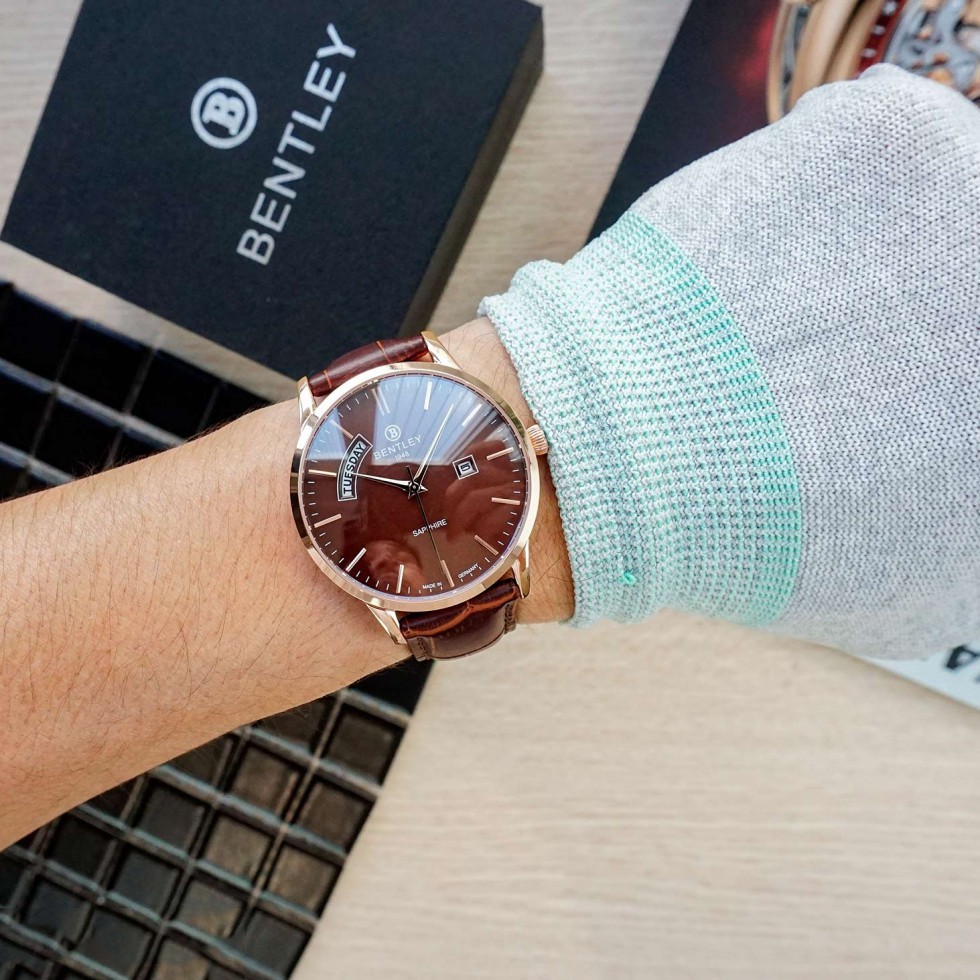 Đồng hồ nam dây da mặt kính chống xước BL1864 BL1864-10 Bentley BL1864-10MRDD
