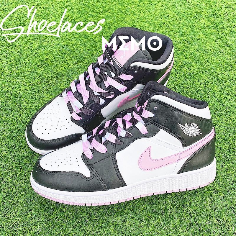 Dây Giày Custom AJ1 White Black Light Pink - Dây Phối Màu Đen Hồng Sáng Memo