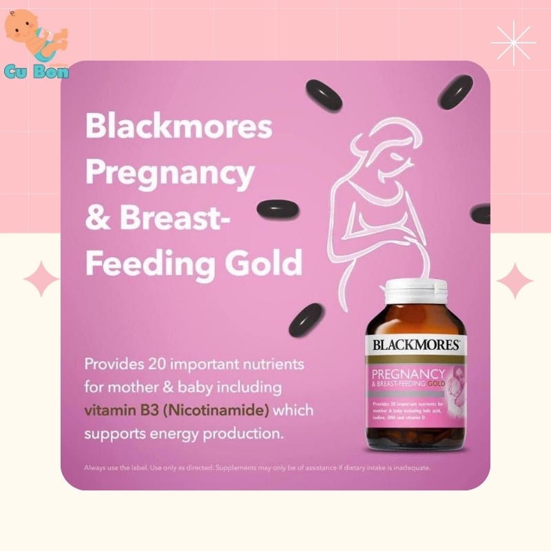 Vitamin Blackmore Pregnancy 180v tổng hợp cho bà bầu cung cấp đầy đủ dưỡng chất cho mẹ bầu trước trong và sau sinh