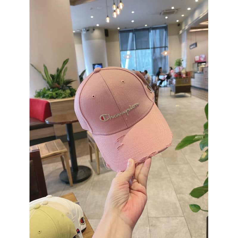 Mũ lưỡi trai rách ❤️ Nón thêu chữ CHAMPION phong cách Ulzzang form unisex nam nữ