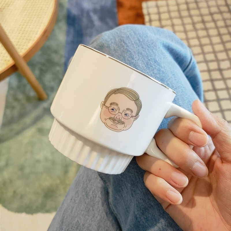 SẴN Cốc đôi sứ uống nước, trà, ca cao, cà phê, dùng làm quà tặng lễ tình nhân 14/2 phong cách Hàn Quốc