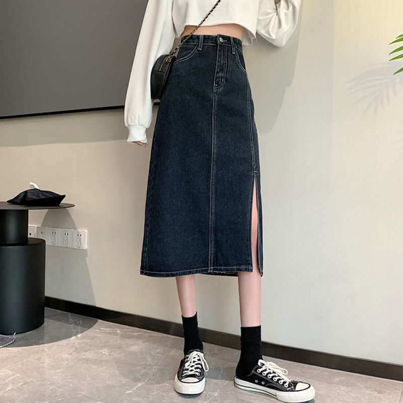 Chân váy bò dài Xẻ Tà Phong Cách Hàn Quốc Dành Cho Bạn Nữ