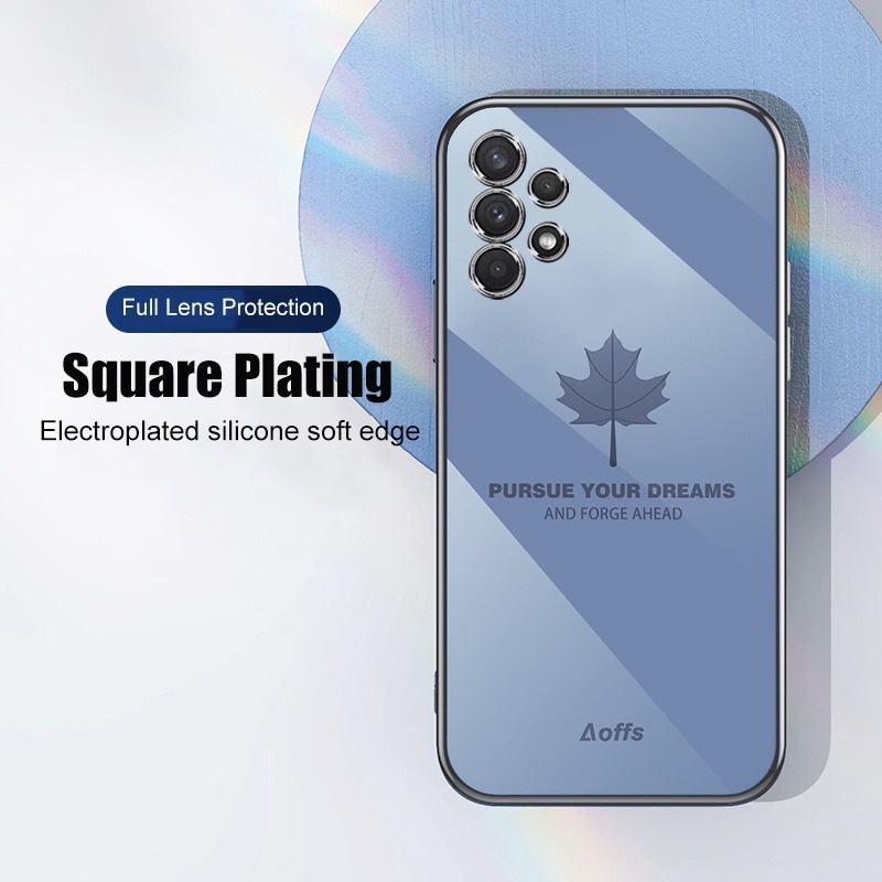 Ốp Điện Thoại Mạ Hình Lá Phong Sang Trọng Kèm Dây Đeo Cho Samsung Galaxy A23 A11 A21S A02S A20S Samsung A50 A50S A30S A51 A71