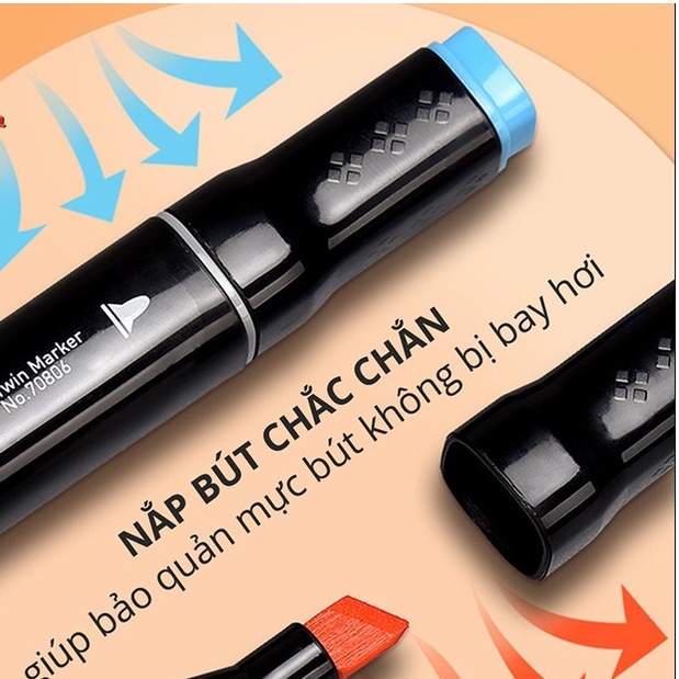 Bộ Bút màu dạ 2 đầu TOUCH 48 CHI TIẾT kèm túi cho bé tập tô