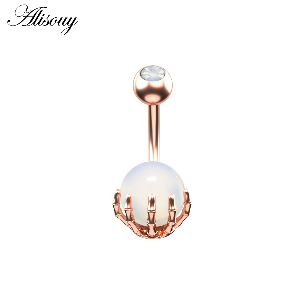 Alisouy 1 Khuyên Rốn 14g Bằng Thép Đính Đá zircon Hình Móng Vuốt Cho Nữ