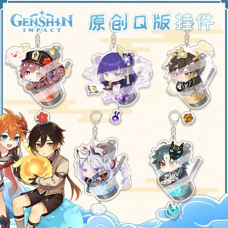 Genshin Móc khóa bằng acrylic họa tiết nhân vật anime Yunjin/Shenhe/Xiao/Zhongli/ HuTao dễ thương