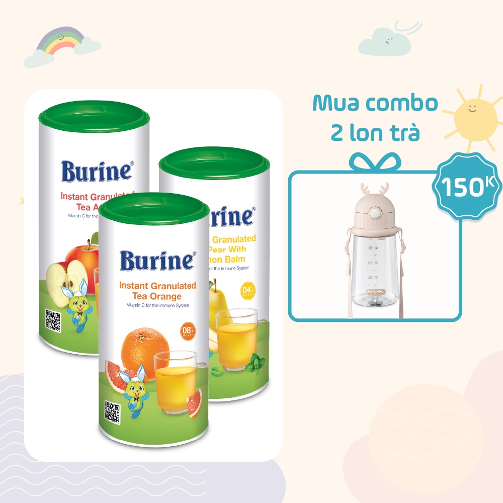 Trà Hoa Quả Hòa Tan BURINE Hương Vị Trái Cây Thơm Ngon, Bổ Sung Vitamin C, Tăng Cường Miễn Dịch Cho Bé