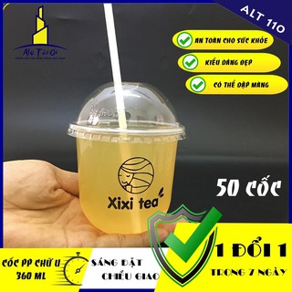 Cốc nhựa bầu  360ml (50 Cốc) – Ly nhựa chữ U 360ml có thể dập màng làm nắp.