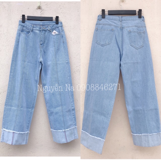 [HÌNH THẬT] Quần jeans gấp lai lưng siêu cao | BigBuy360 - bigbuy360.vn