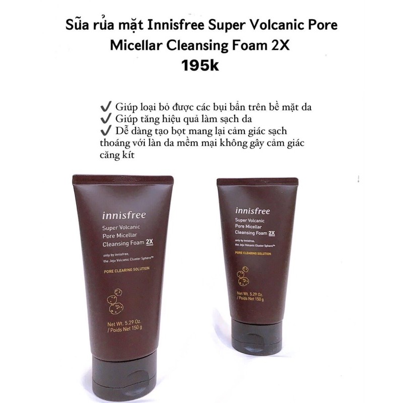 Sữa rửa mặt Innisfree tro núi lửa 2X