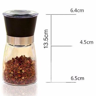 Dụng cụ xay tiêu/ Lọ đựng và xay tiêu 2in1 thủy tinh cầm tay cỡ lớn 13x7x7cm