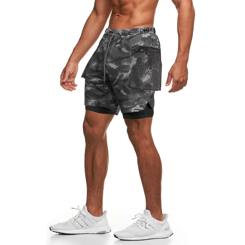 Quần Short Thể Thao Nam 2 Trong 1, Nhanh Khô, Size M-3XL